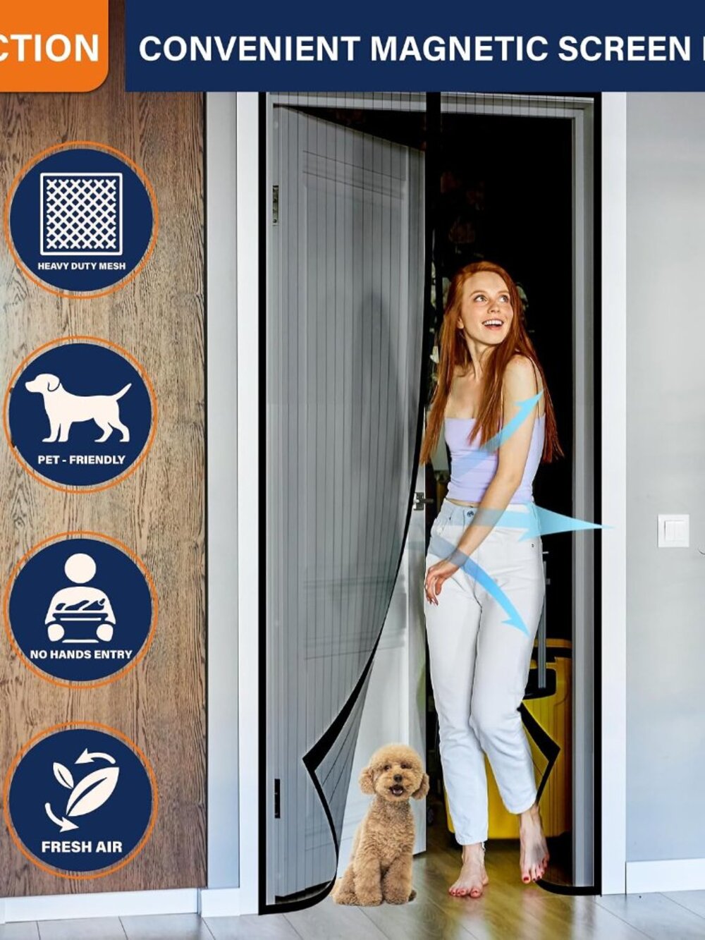Magnetic Screen Door,Self Sealing Magnets, Easy Install Screen Doors with Magnet